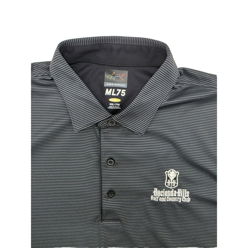 Greg Norman ML75 Grey Black Hacienda Hills Golf Country Club‎ Polo Shirt XXL